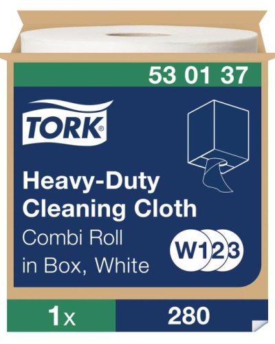 Čistiaca utierka 1-vrstv. TORK Heavy-Duty biela, návin 107 m, W2 