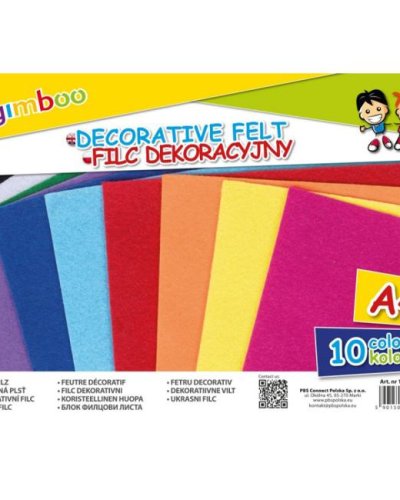 Dekoračná plsť GIMBOO, A4, vo fólii, 160 GSM, mix farieb 