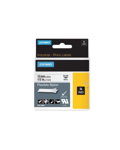 Flexibilná nylonová páska Dymo Rhino 12 mm biela/čierna 