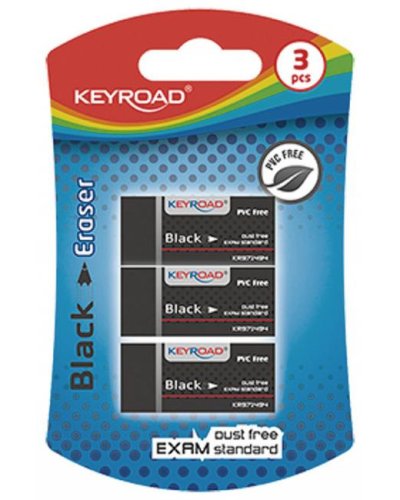 Guma KEYROAD Black, blister 3 ks, čierna 