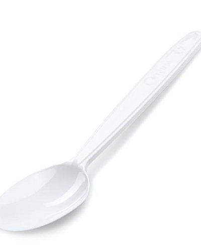Kávove lyžičky plastové znovu použiteľné biele 13 cm (50 ks) 