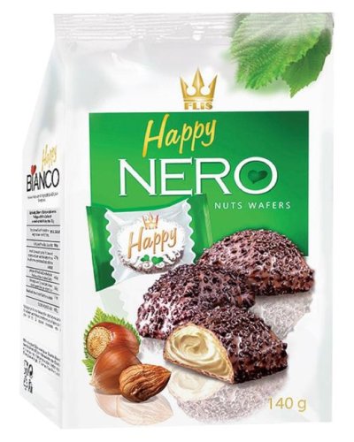 Oblátky HAPPY NERO s mliečno - orieškovou náplňou 140 g 