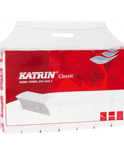Papierové utierky skladané ZZ 2-vrstvové KATRIN Classic Handy pack biele (20 bal.) 