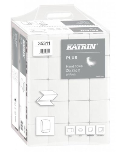 Papierové utierky skladané ZZ 2-vrstvove KATRIN Plus super Handy pack biele (20 bal.) 