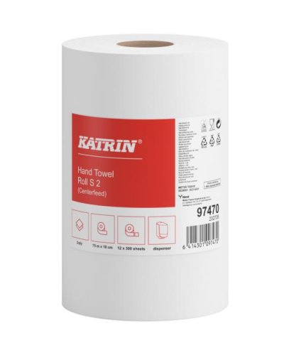 Papierové utierky v rolke 2-vrstvové KATRIN S2 návin 75 m 