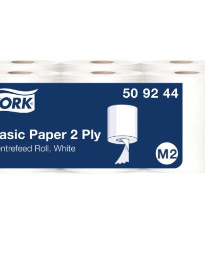 Papierové utierky v rolke so stred. odvíjaním 2-vrstv. TORK Basic biele M2 (6ks) 