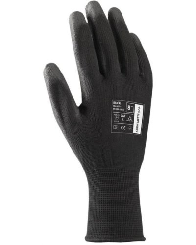 Rukavice polyester, polomáčané BUCK čierne veľ. 9/L 
