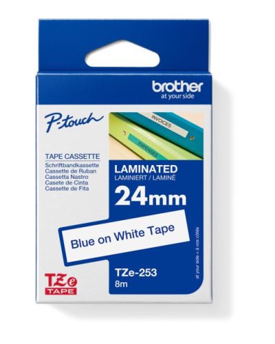 Samolepiaca páska Brother TZe-253 24 mm biela/modrá 