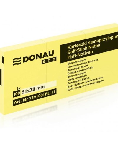 Samolepiaci bloček Donau Eco žltý 38x51mm /3x100 