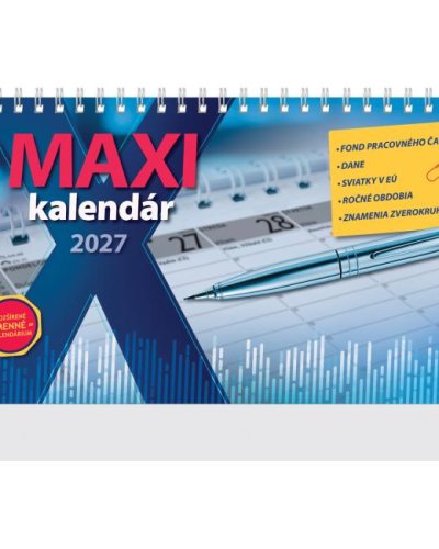 Stolový kalendár stĺpcový 29,7 x 18 cm - MAXI 2027 