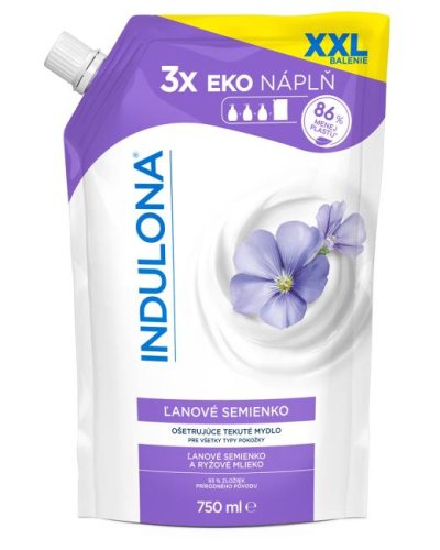 Tekuté mydlo INDULONA náhradná náplň 750 ml Ľanové semienko 