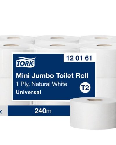Toaletný papier 1-vrstv. TORK Mini Jumbo 19 cm, návin 240 m, prírodný biely, T2 (12 ks) 