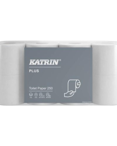 Toaletný papier 3-vrstvový KATRIN Plus 250, návin 28,75 m (8ks) 