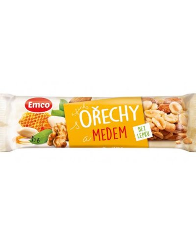 Tyčinka Emco bez lepku 35 g Orechy a med 