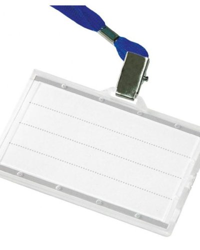 Visačka na plastovú kartu s modrým remienkom DONAU 85x50mm 50ks 
