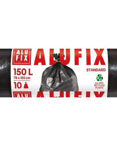 Vrecia na odpadky Alufix 150 ℓ, 10 ks, 40mic., 78 x 105 cm, čierne, LDPE 