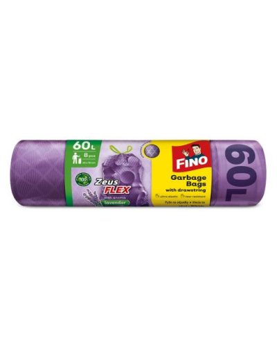 Vrecia zaťahovacie FINO Zeus FLEX AROMATIC 60 ℓ, 33 mic. 63 x 70 cm, 8ks fialové 