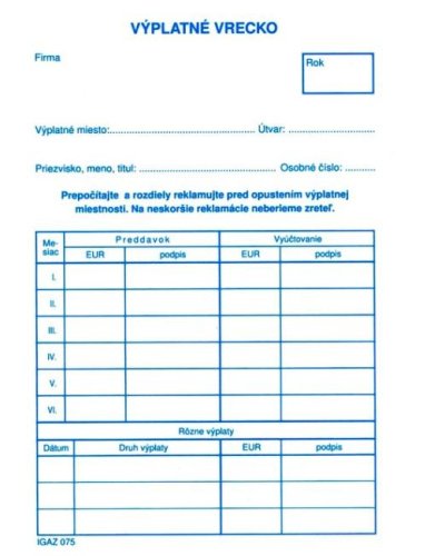 Výplatné vrecko, C6 