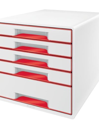 Zásuvkový box Leitz WOW s 5 zásuvkami červený 